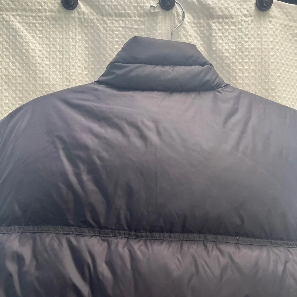 Lands End Mens Down Puffer Vest Navy Blue Quilted Insulated Snap Front L 42-44